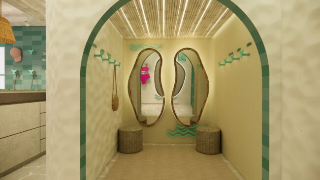 Render da loja Mundo do Biquíni em Ipanema, vista 10 — projeto Unpack Design